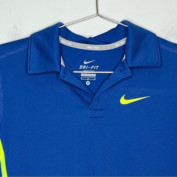 NIKE Tennis Collared Polo Golf Shirt Dri Fit Stripe Preppy - Picture 4 of 6